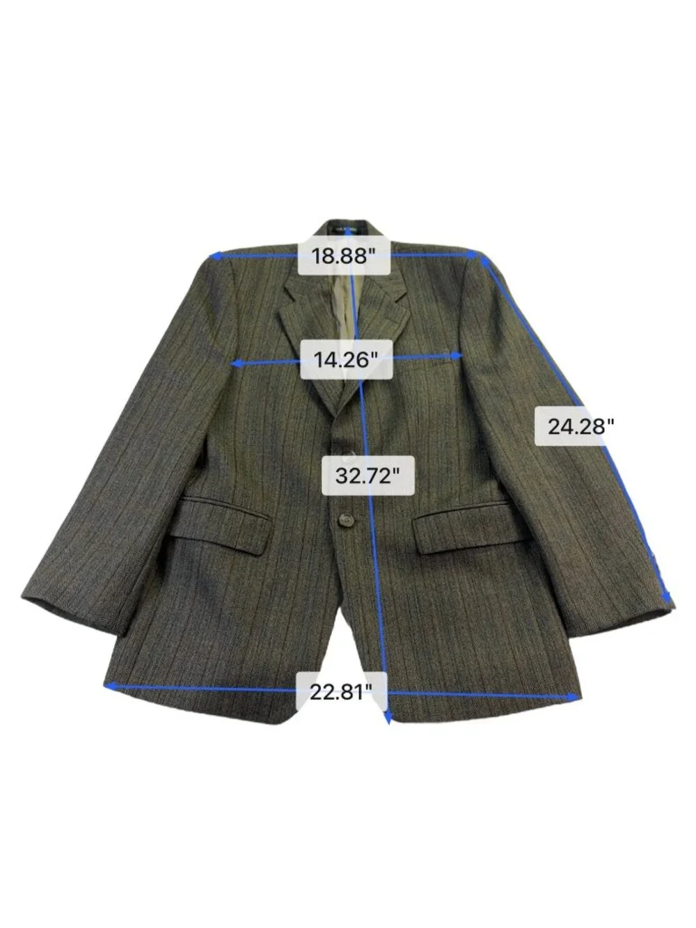 Lauren Ralph Lauren Mens Grey 100% Wool Pinstripe Blazer Sport Coat